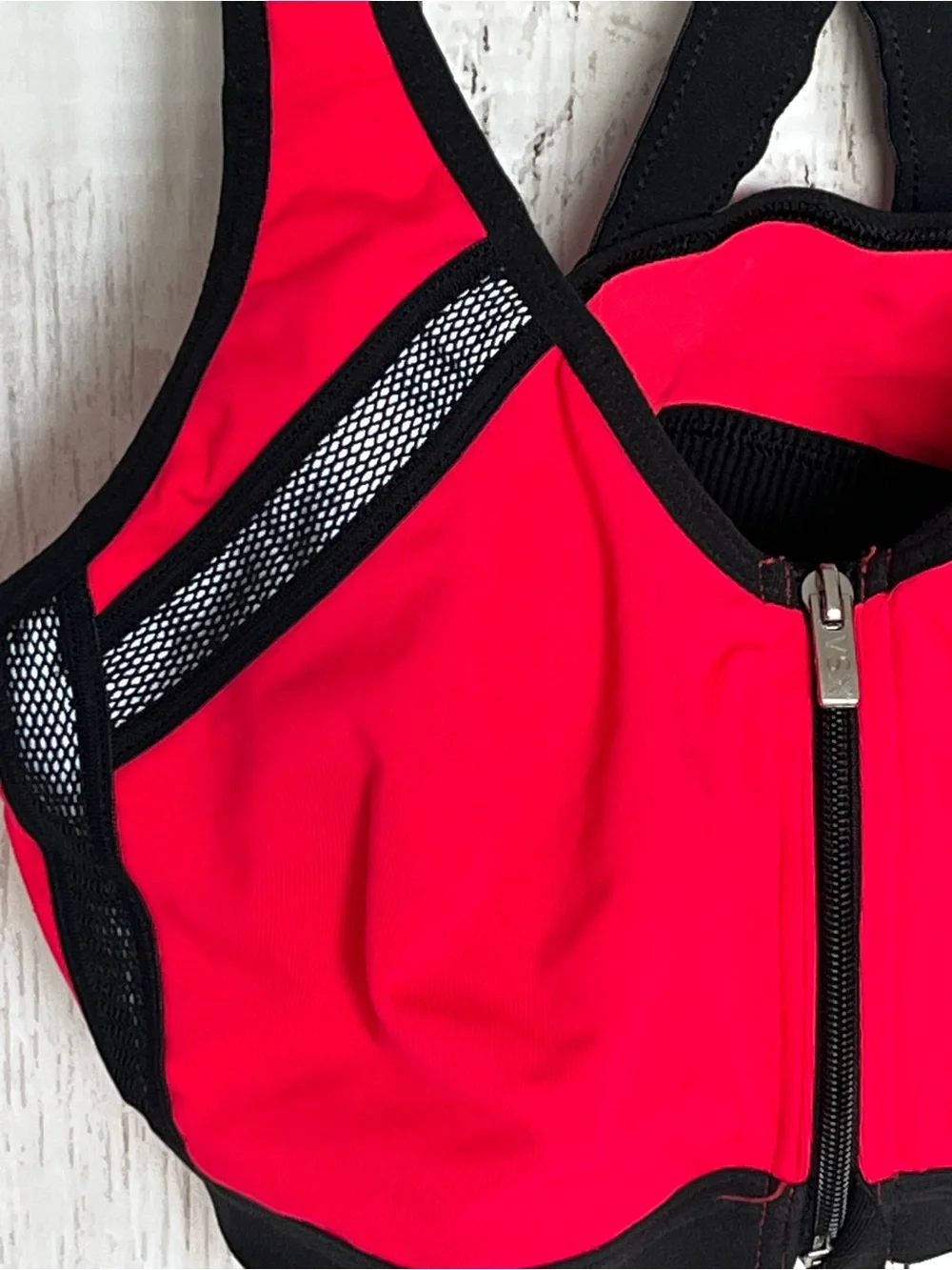Victoria's Secret Red and Black Front-Zip Sports Bra size 36B